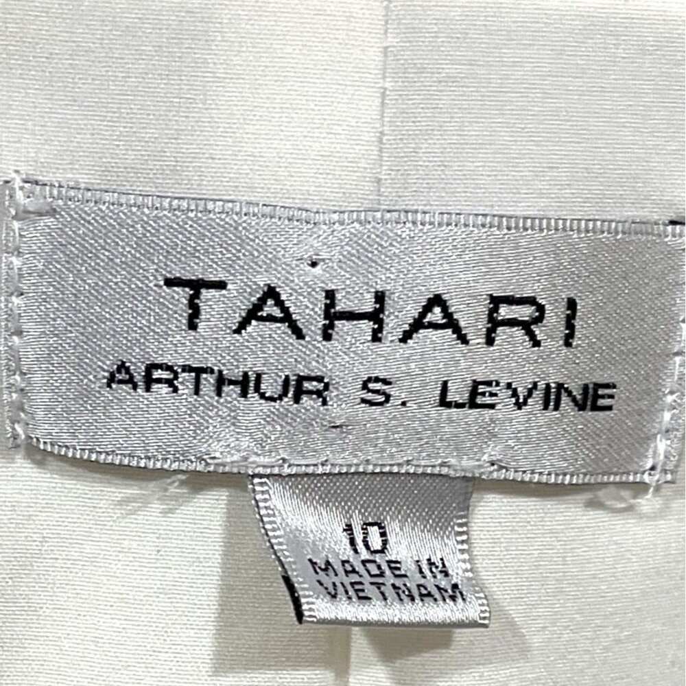 Tahari Arthur S. Levine Womens White Open-Front Blazer W/ Zipper Pockets Size 10 - Picture 3 of 8